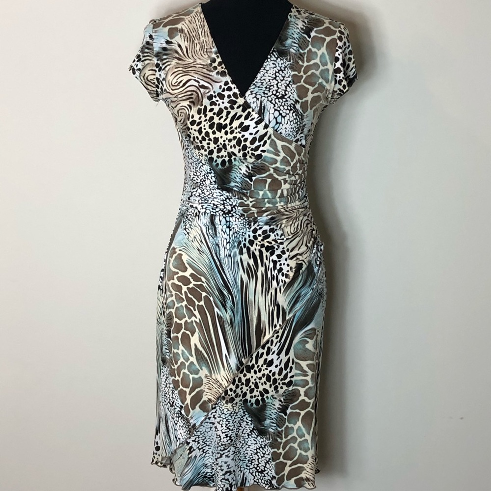 Joseph Ribkoff  VTG Wrap Mixed Animal Print Dress